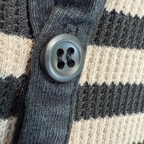 Nice Collective Henley Long Sleeve Shirt Top Womens Large Striped Knit Lounge - Picture 4 of 13